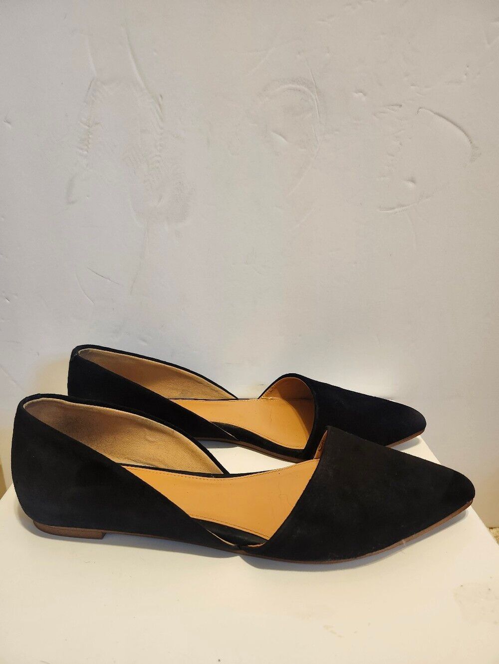 J.Crew Black Suede D'Orsay Pointy Toe Flats Size 8 Ret. $140